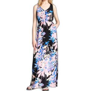 Yumi Kim 100% Silk Molly Floral Back Cutout Maxi Dress XXS POCKETS Retails $398
